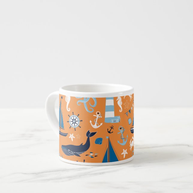 Taza De Espresso Naranja oceánico náutico (Izquierda)