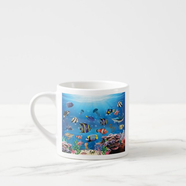 Taza De Espresso Natación de peces tropicales (Izquierda)