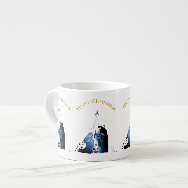 Taza De Espresso Natividad Escena Feliz Regalo de Navidad (Izquierda)