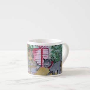 Taza De Espresso Navidad del gato y del ratón