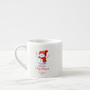 Taza De Espresso Navidad Personalizada Feliz Muñeco de Nieve Año Pe