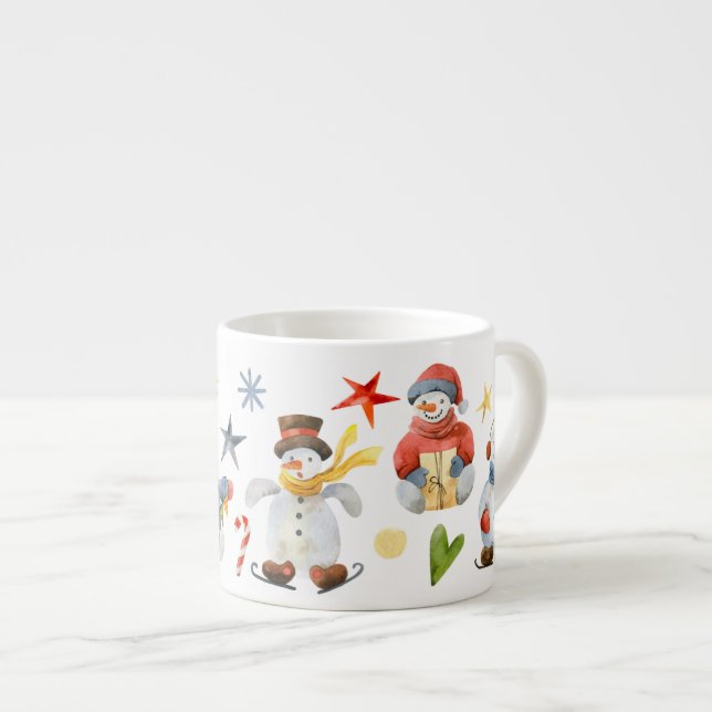 Taza De Espresso Navidades caprichosos Snowman invierno cute gracio (Derecha)