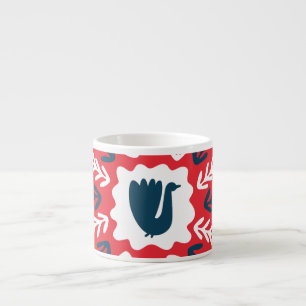 Taza De Espresso Navidades de arte Folk Doodle Tile