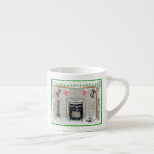 Taza De Espresso Navidades de Keeshond picotean perro con pintura d