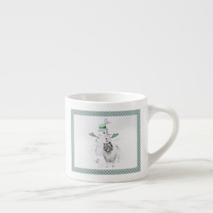 Taza De Espresso Navidades de Keeshond Snowman pinta arte de perro