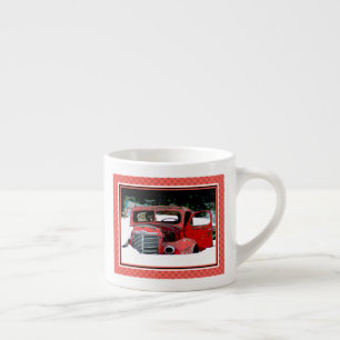 Taza De Espresso Navidades de Keeshond Viejo Camión Pintando Arte D