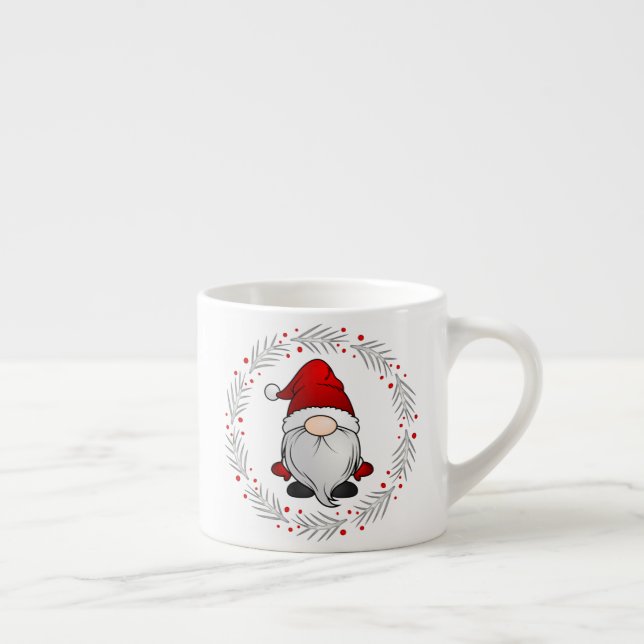 Taza De Espresso Navidades divertidos de Santa Gnome Wreath (Derecha)