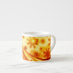 Taza De Espresso Navidades dorados copos de nieve