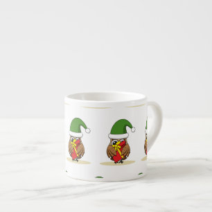 Taza De Espresso Navidades Elf Owl con presente
