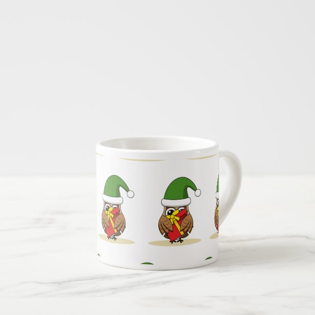 Taza De Espresso Navidades Elf Owl con presente (Derecha)
