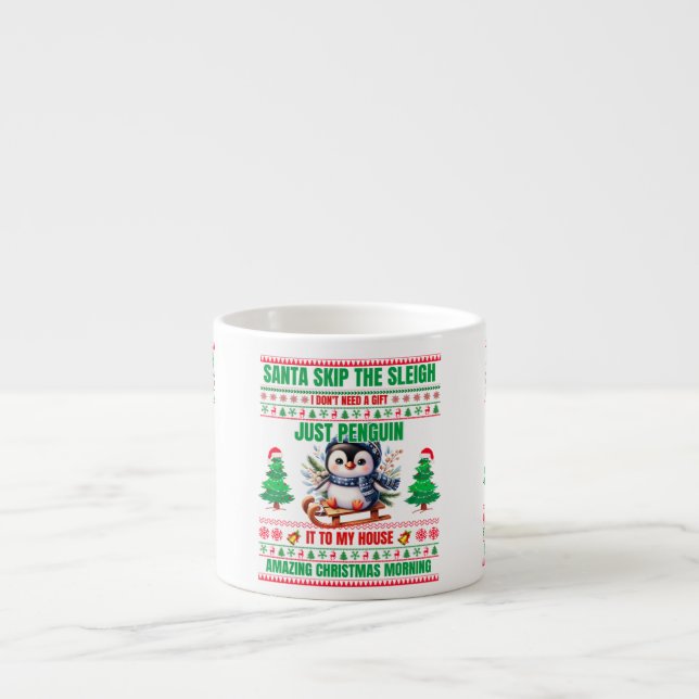Taza De Espresso Navidades Feliz Navidad Por Pingüino Regalo (Frente)
