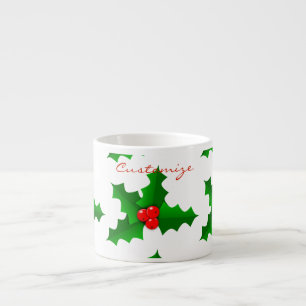 Taza De Espresso Navidades Green y red holly Thunder_Cove