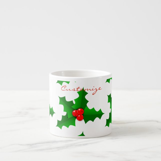Taza De Espresso Navidades Green y red holly Thunder_Cove (Frente)