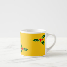 Taza De Espresso Navidades holly on naranja