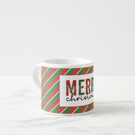 Taza De Espresso Navidades modernos leopardo imprimen rayas verdes 