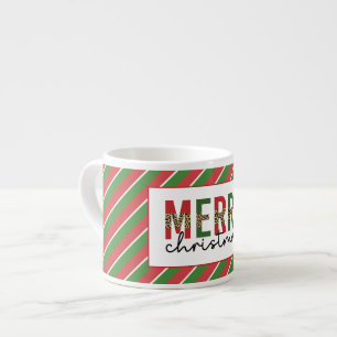 Taza De Espresso Navidades modernos leopardo imprimen rayas verdes 