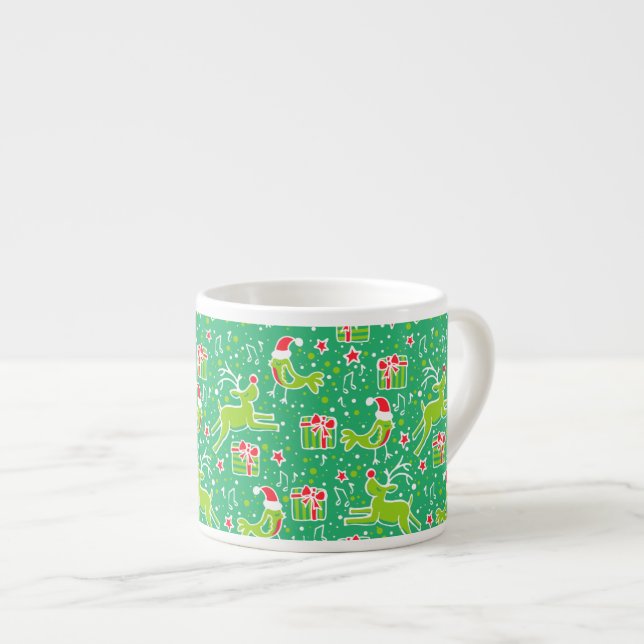 Taza De Espresso Navidades musicales pájaros y renos espresso mug (Derecha)