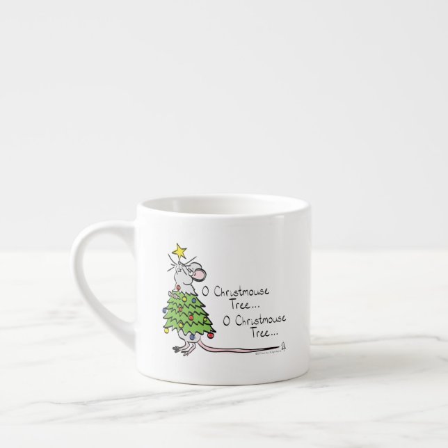 Taza De Espresso Navidades Ratón lindo fiesta graciosa (Izquierda)