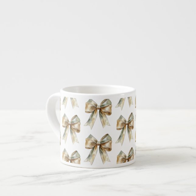 Taza De Espresso Navidades Rústicos Arcos de Oro Verde Blanco (Izquierda)