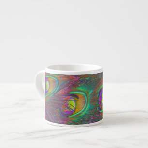 Taza De Espresso Navidades Tinsel Peacock Feathers