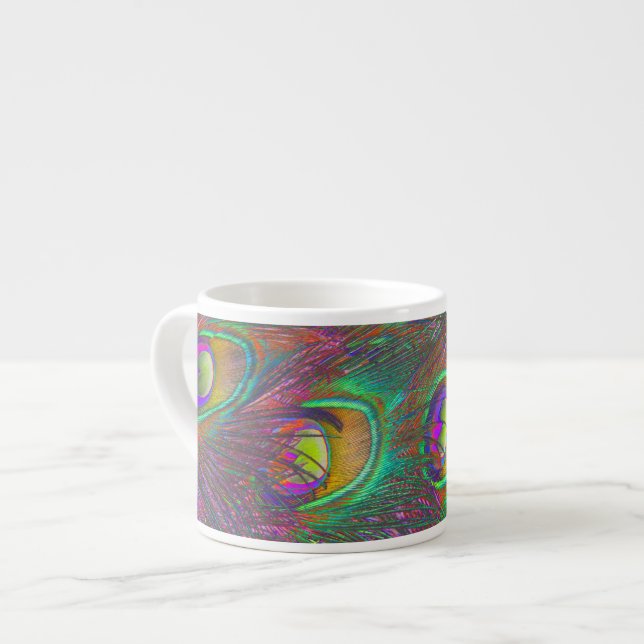 Taza De Espresso Navidades Tinsel Peacock Feathers (Izquierda)