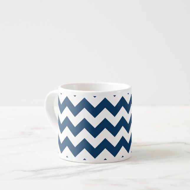 Taza De Espresso Navy Zigzag, Navy Chevron, patrón geométrico (Izquierda)