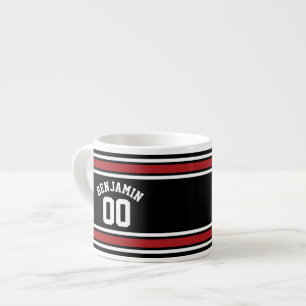 Taza De Espresso Negro y rojo se divierte número conocido de