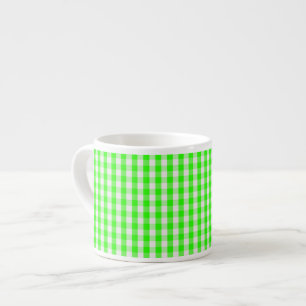 Taza De Espresso Neon Green Gingham Pattern de Shirley Taylor