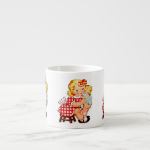 Taza De Espresso Niña retro vintage