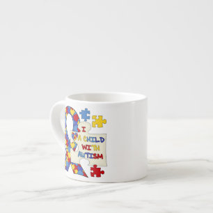 Taza De Espresso Niño con la cinta de la conciencia del autismo