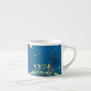 Taza De Espresso Niños Mirando El Cielo Nocturno