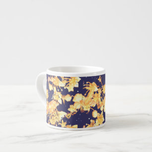 Taza De Espresso noche de hidrangea y oro