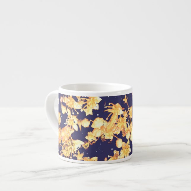 Taza De Espresso noche de hidrangea y oro (Izquierda)