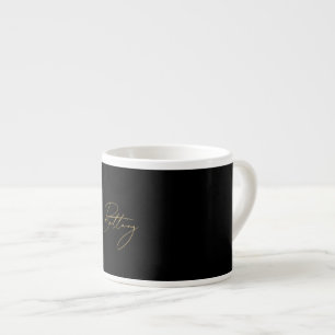 Taza De Espresso Nombre de guión de oro Minimalista y elegante negr