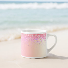 Taza De Espresso Nombre de monograma de metal con brillo pastel de 