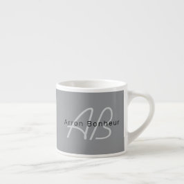 Taza De Espresso Nombre modificable o saludo | Gris negro y oscuro