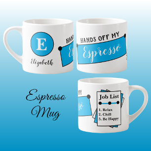 Taza De Espresso Nombre monograma chill relajar ser feliz azul