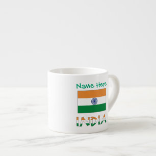 Taza De Espresso Nombre personalizado de la bandera de la India