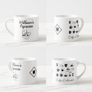 Taza De Espresso Nombre personalizado e iniciales   Café pequeño ai