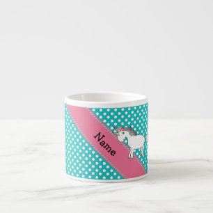 Taza De Espresso Nombre personalizado lindos puntos turquesa de uni