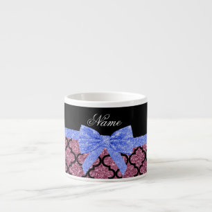 Taza De Espresso Nombre personalizado purpurina rosado maloliente a