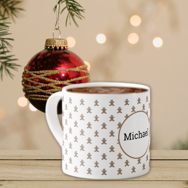 Taza De Espresso Nombre, vacaciones de invierno Gingerbread Man 6oz (Subido por el creador)