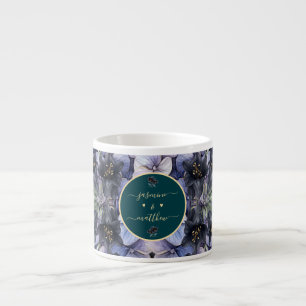 Taza De Espresso Nombres de parejas clásicas florales negras temper