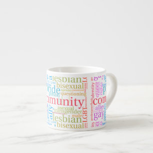 Taza De Espresso nube de palabras de la comunidad arcoíris LGBTQ+ d