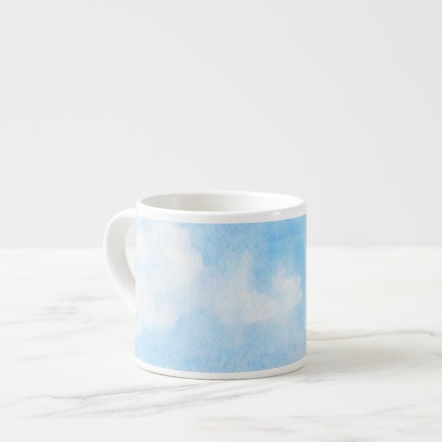 Taza De Espresso Nubes de la acuarela y fondo del cielo (Izquierda)