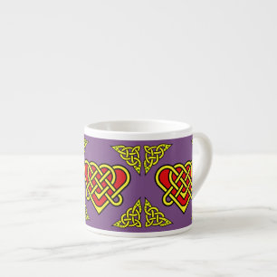Taza De Espresso Nudo de corazón entrelazado celta/Gadhlig, dorado,