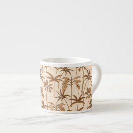 Taza De Espresso Oasis Pequeño: Botánico Palma Línea Delgada Cálido