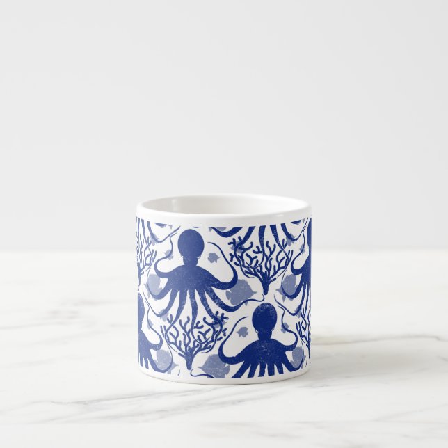 Taza De Espresso Octopus (fondo claro) (Frente)