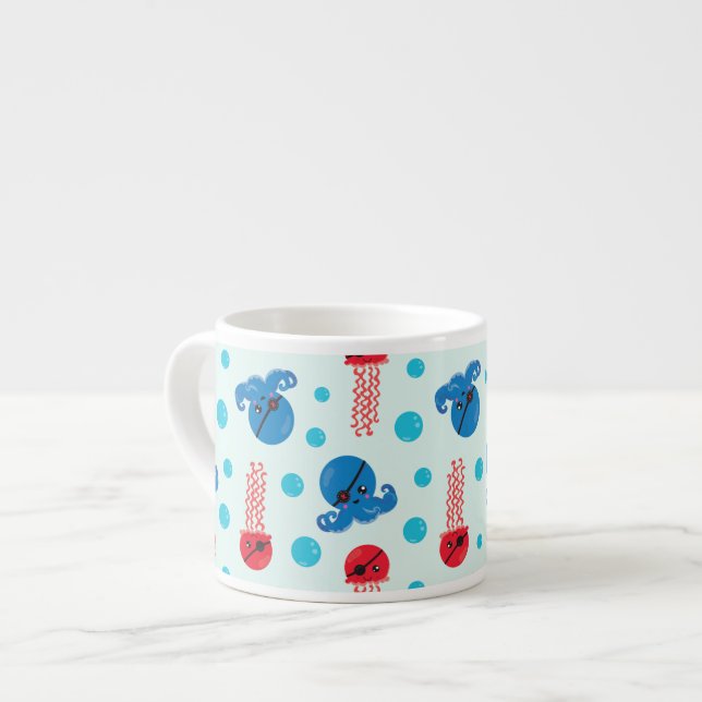 Taza De Espresso Octopus pirata, medusas piratas, animales marinos (Izquierda)