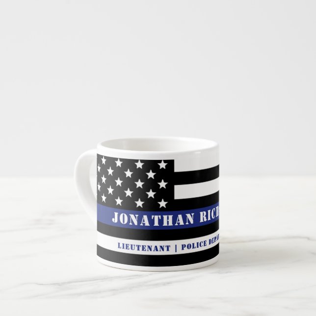 Taza De Espresso Oficial de policía de la Línea Azul delgada (Izquierda)